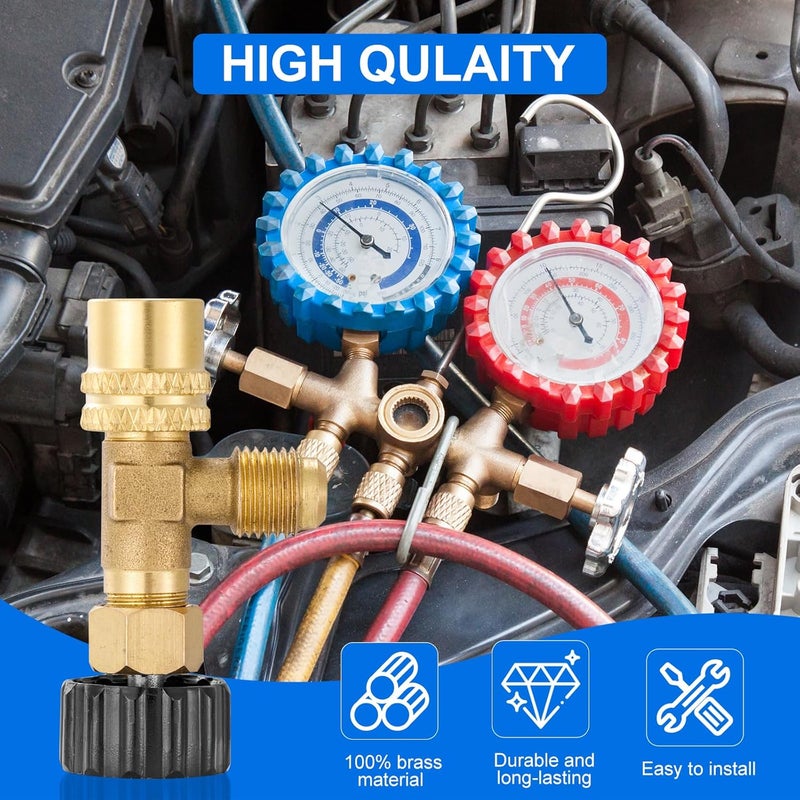 Tigbear R410 Refrigerant Charging Valve, Safety Flow Control Ball Valve, Brass Low Loss HVAC Fittings for R410 AC Manifold, Mini Split Air Conditioner Tool (5/16'' Male x 5/16'' Female) - Image 5